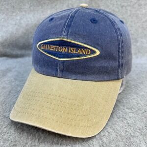 Galveston Island Unisex Blue Tan Royal Hat Embroidered Souvenir Cap OSFM